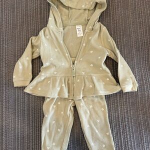 Carter’s Green Hoodie set with Floral Pattern